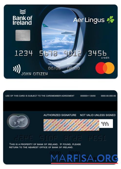Realistic Ireland Bank of Ireland air credit mastercard template